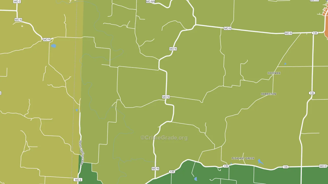 Pleasant Green, MO Map of Drug-Related Crime Rates
