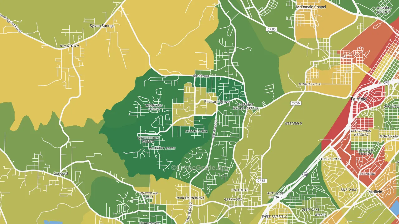 Pleasant Grove, AL Map of Drug-Related Crime Rates