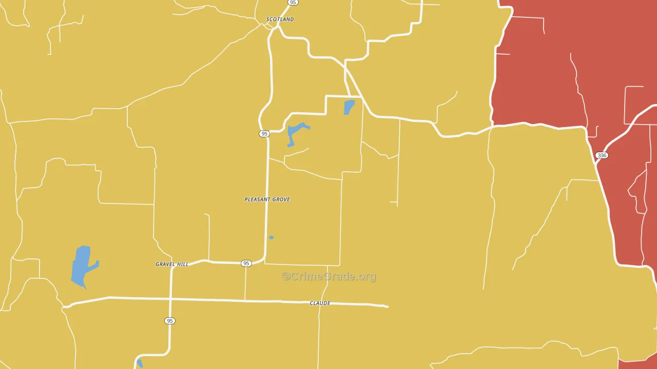 Pleasant Grove, AR Map of Drug-Related Crime Rates