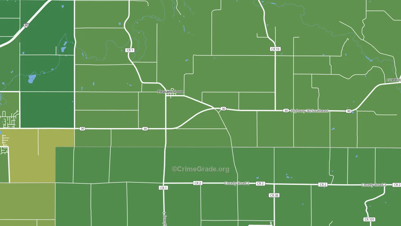 Pleasant Grove, MN Map of Drug-Related Crime Rates