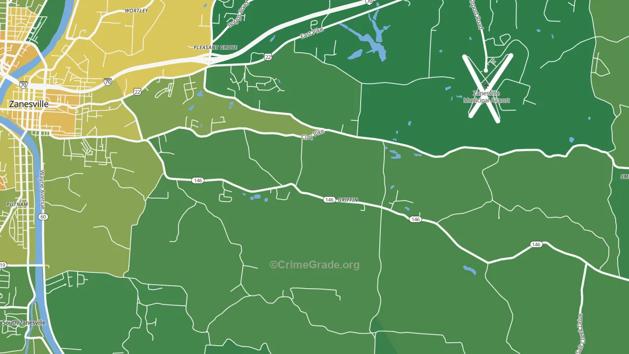 Pleasant Grove, OH Map of Drug-Related Crime Rates