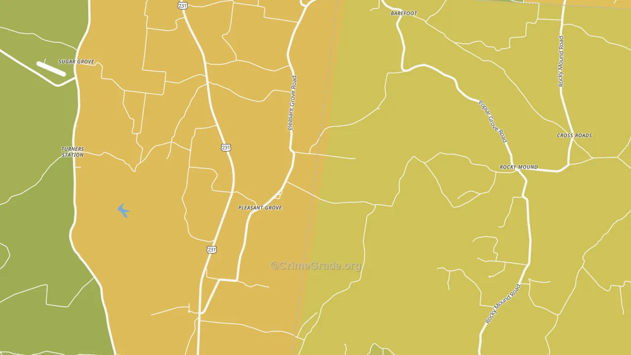 Pleasant Grove, TN Map of Drug-Related Crime Rates