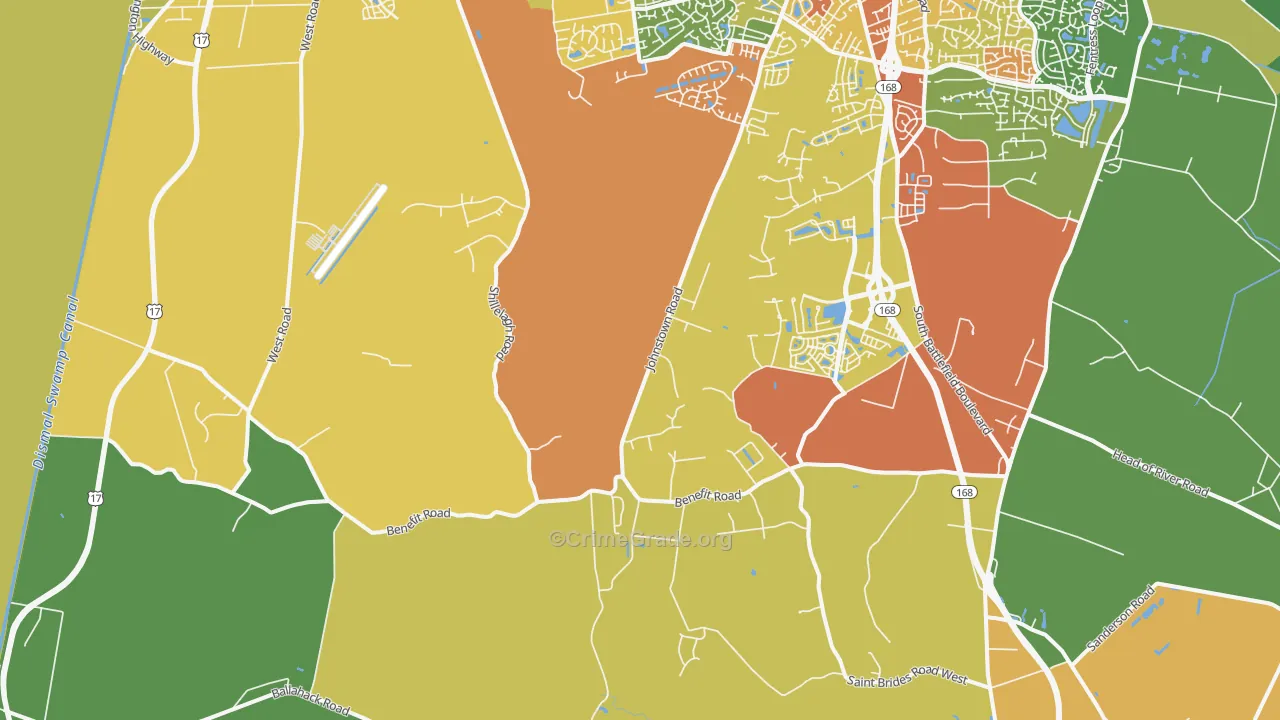 Pleasant Grove West, Chesapeake, VA Map of Drug-Related Crime Rates
