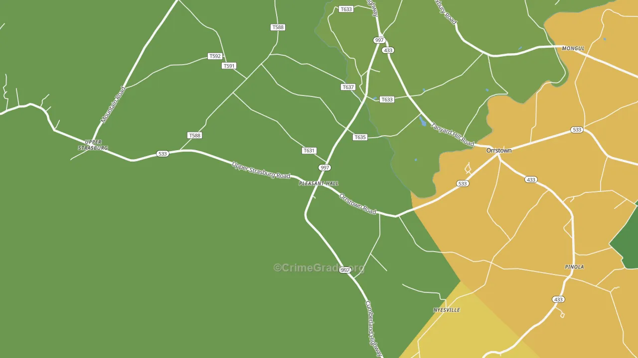 Pleasant Hall, PA Map of Drug-Related Crime Rates