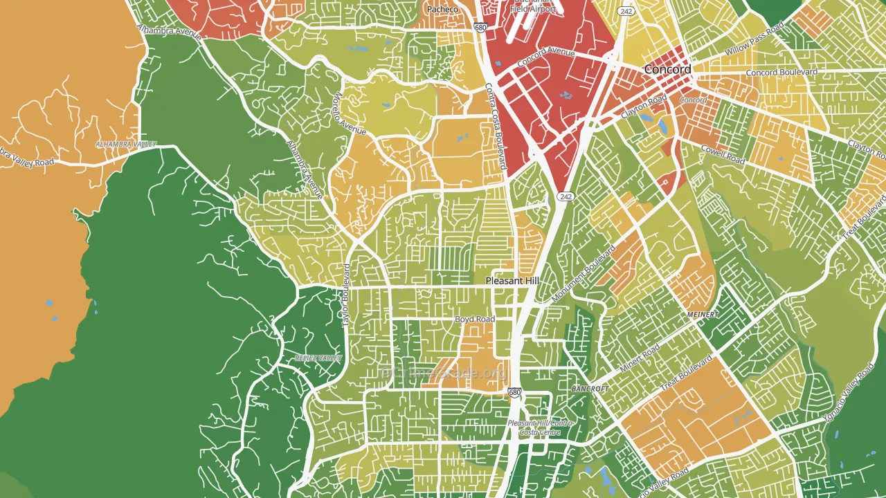 Pleasant Hill, CA Map of Drug-Related Crime Rates