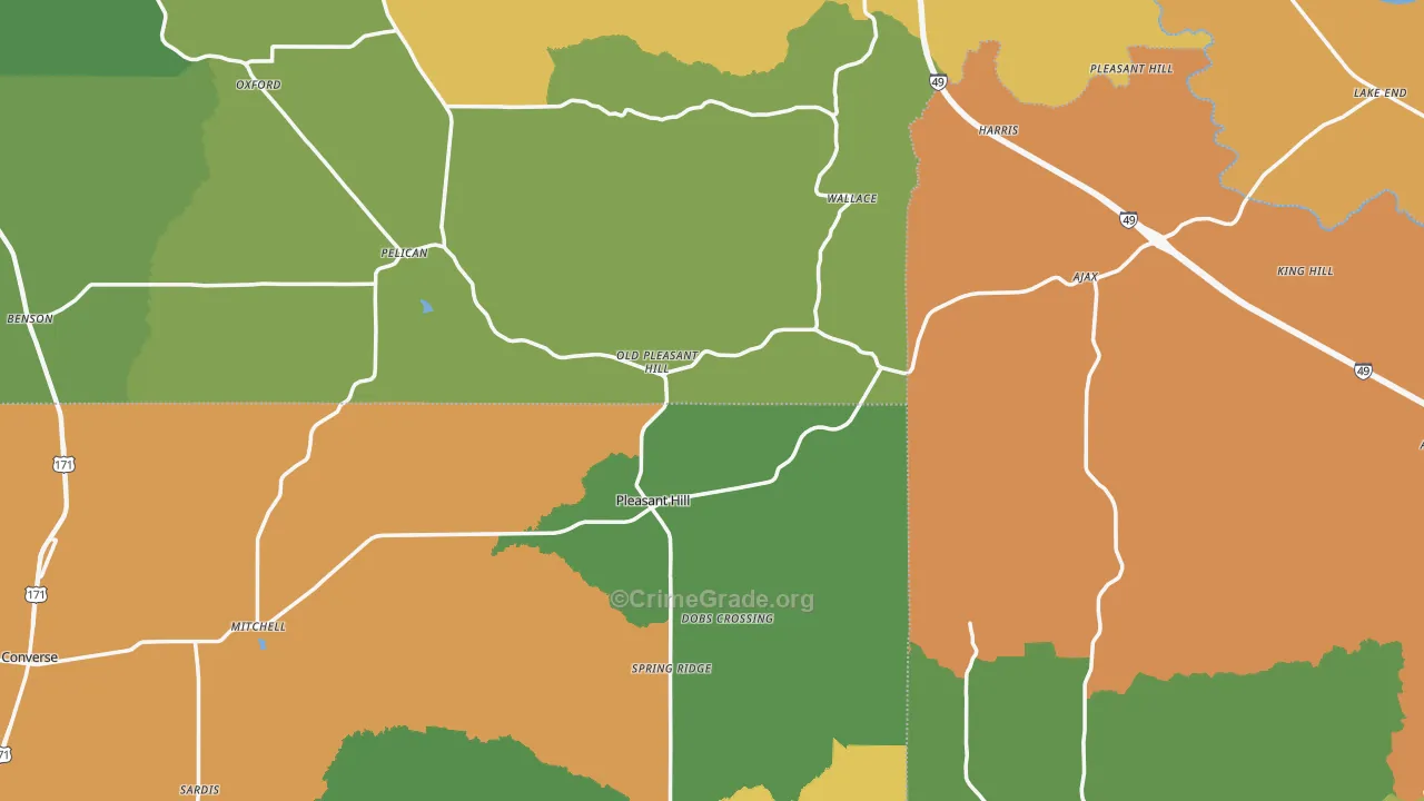 Pleasant Hill, LA Map of Drug-Related Crime Rates