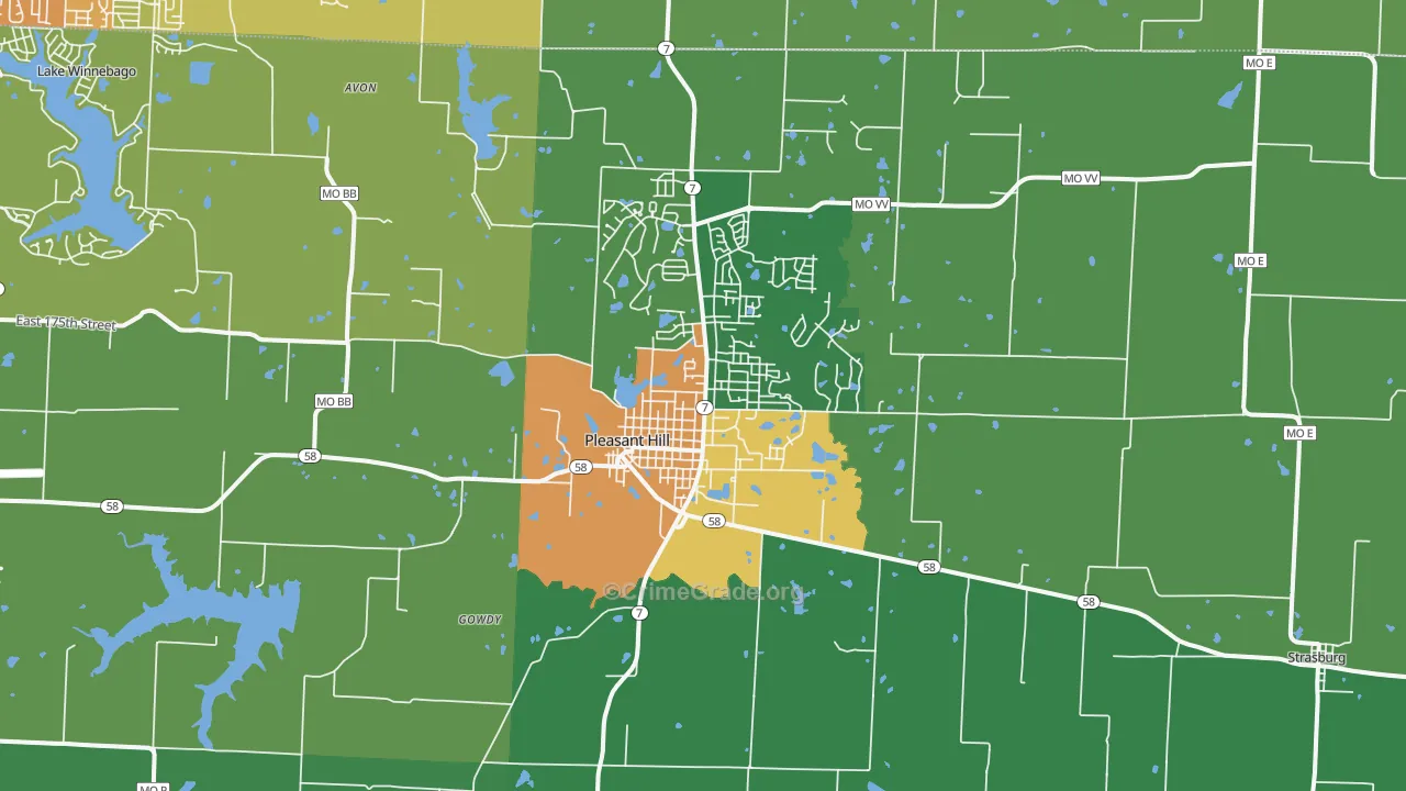 Pleasant Hill, MO Map of Drug-Related Crime Rates