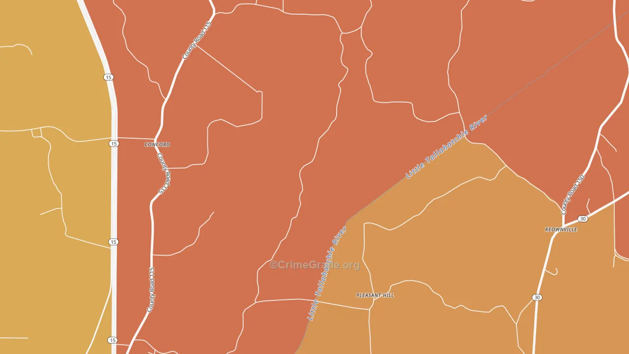 Pleasant Hill, MS Map of Drug-Related Crime Rates