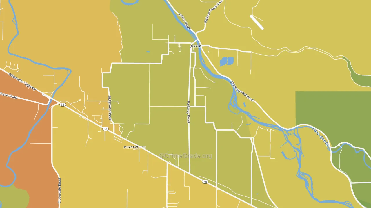 Pleasant Hill, OR Map of Drug-Related Crime Rates