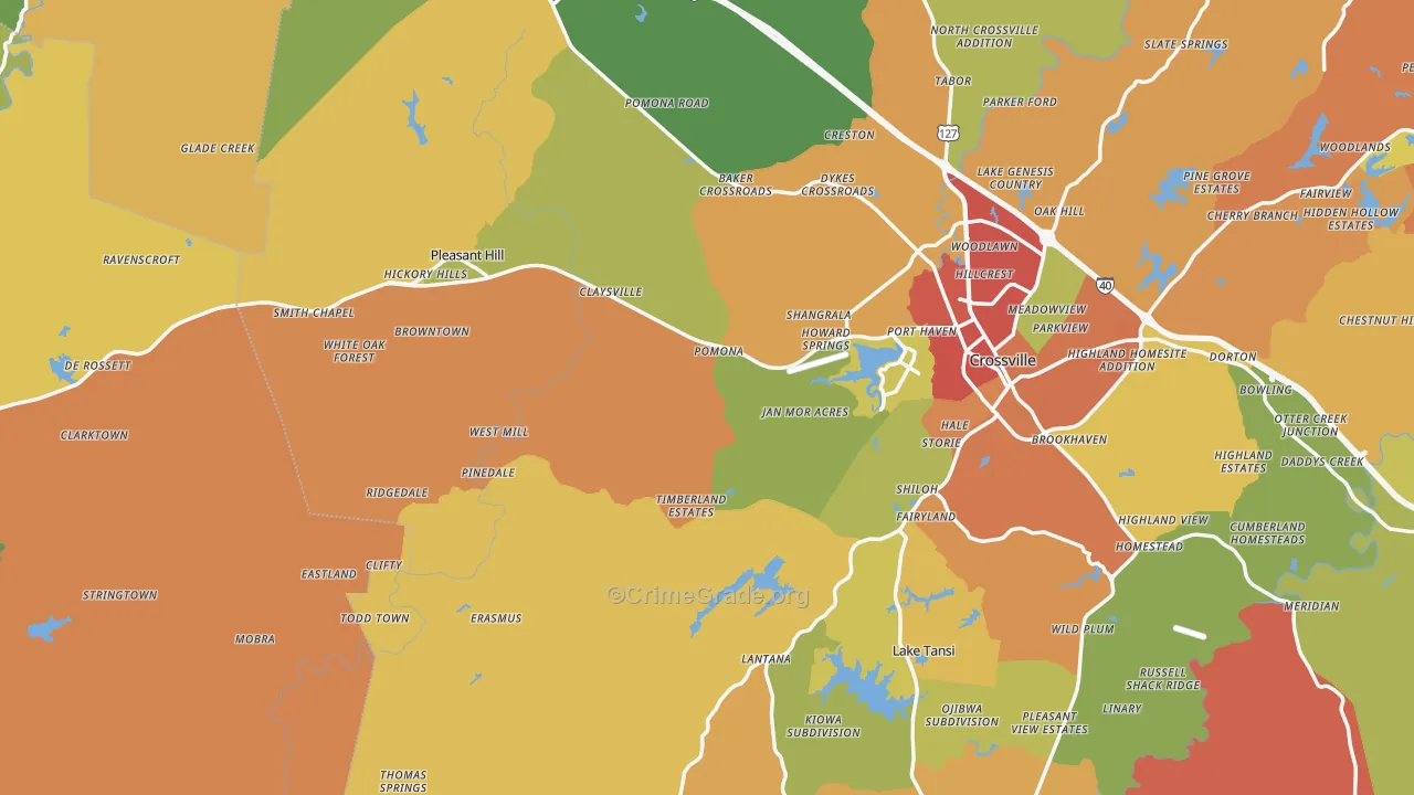 Pleasant Hill, TN Map of Drug-Related Crime Rates