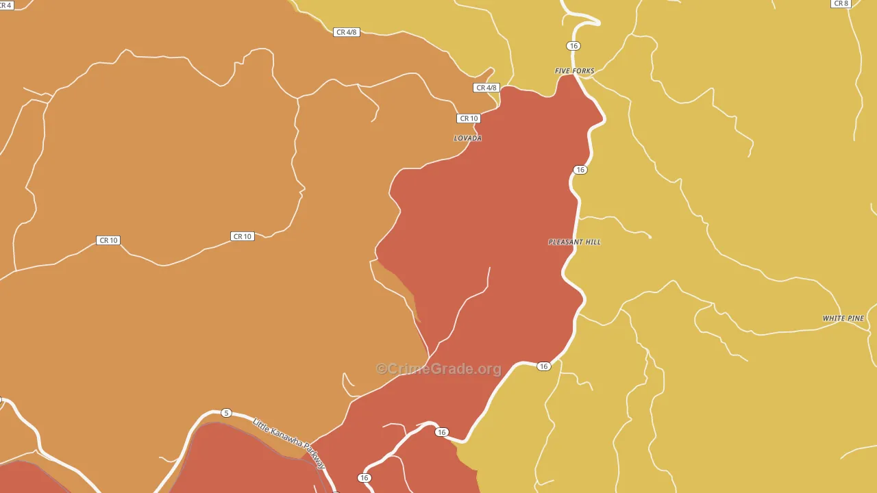 Pleasant Hill, WV Map of Drug-Related Crime Rates