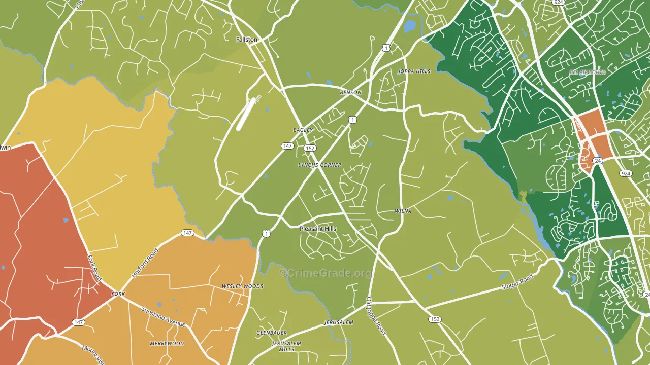 Pleasant Hills, MD Map of Drug-Related Crime Rates