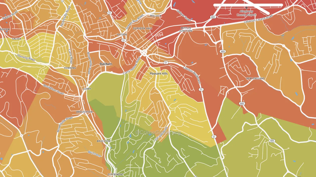 Pleasant Hills, PA Map of Drug-Related Crime Rates