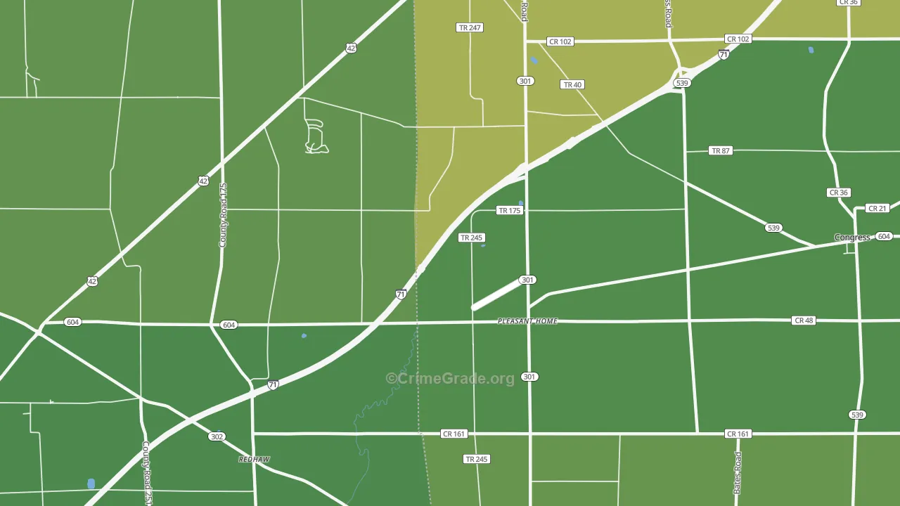 Pleasant Home, OH Map of Drug-Related Crime Rates