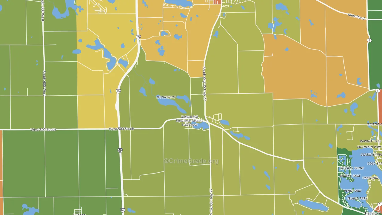 Pleasant Lake, IN Map of Drug-Related Crime Rates