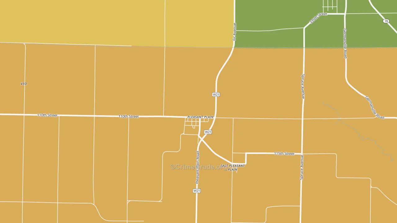Pleasant Plain, IA Map of Drug-Related Crime Rates