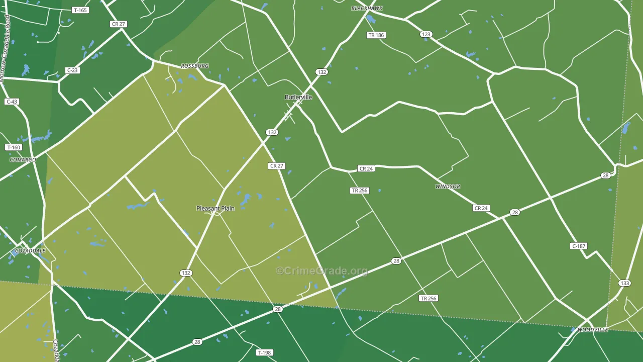 Pleasant Plain, OH Map of Drug-Related Crime Rates