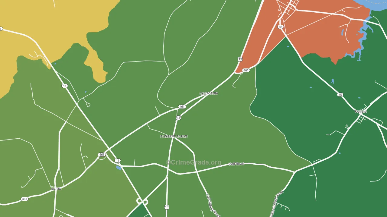 Pleasant Plains, NC Map of Drug-Related Crime Rates