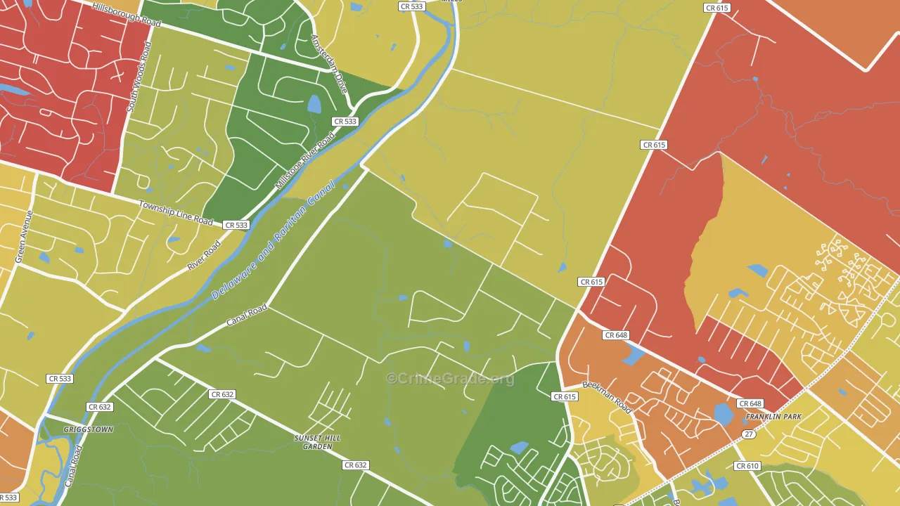 Pleasant Plains, NJ Map of Drug-Related Crime Rates