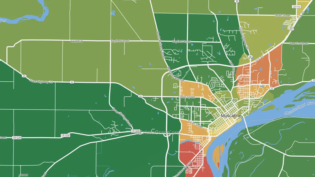 Pleasant Prairie, IA Map of Drug-Related Crime Rates