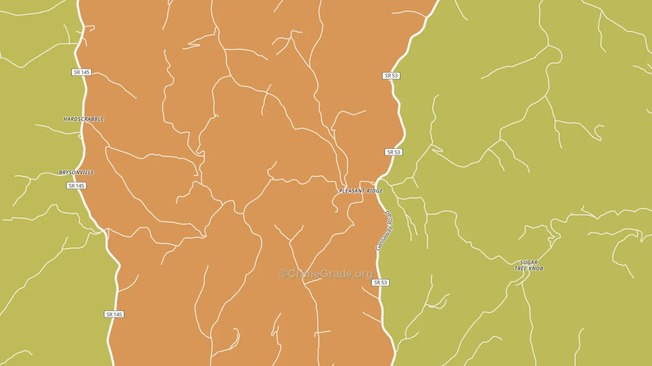 Pleasant Ridge, TN Map of Drug-Related Crime Rates