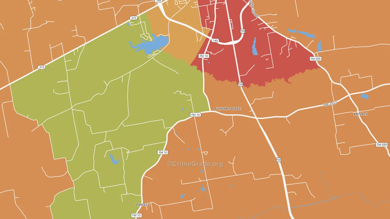 Pleasant Ridge, TX Map of Drug-Related Crime Rates