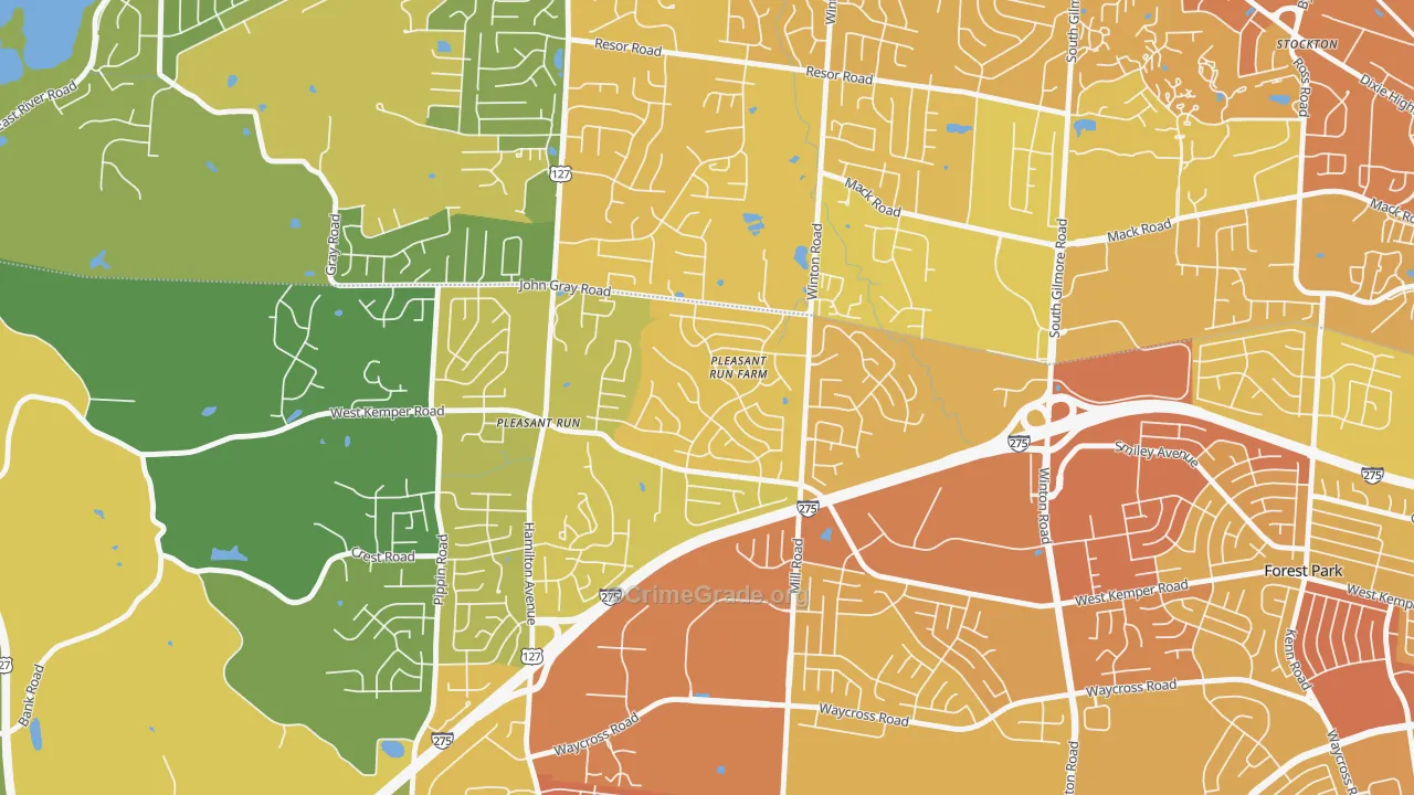 Pleasant Run Farm, Cincinnati, OH Map of Drug-Related Crime Rates