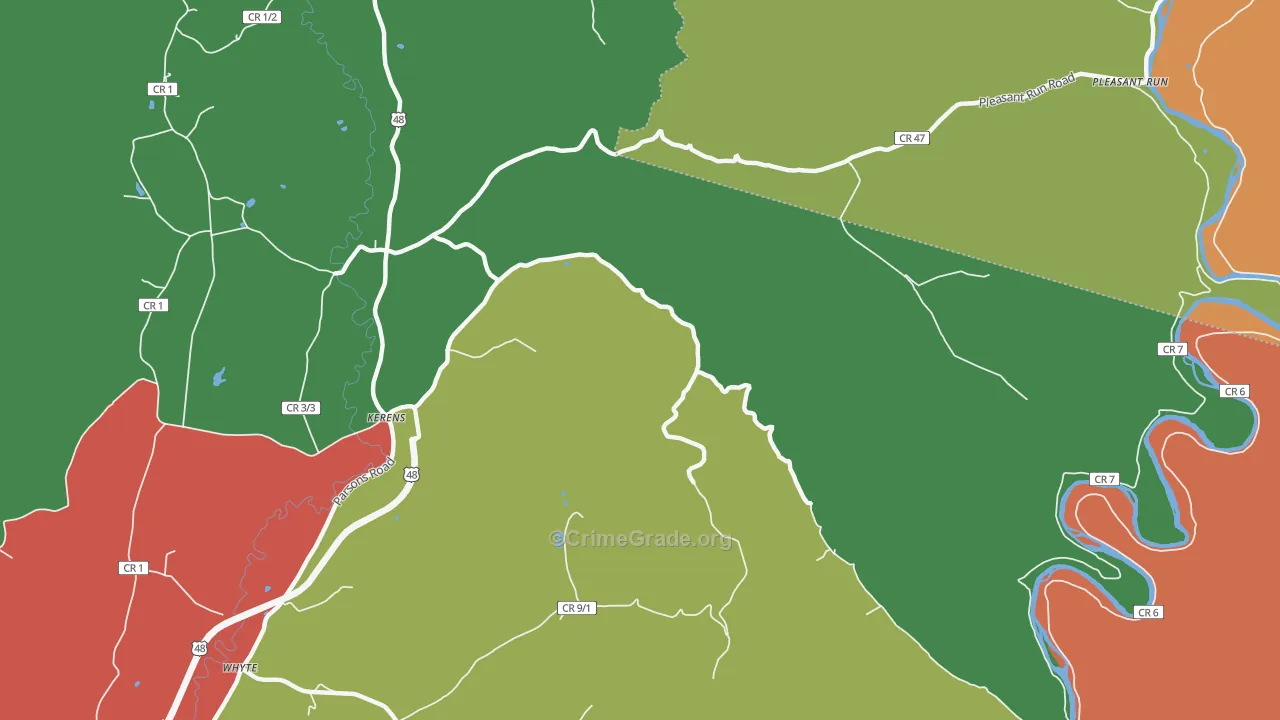 Pleasant Run, WV Map of Drug-Related Crime Rates