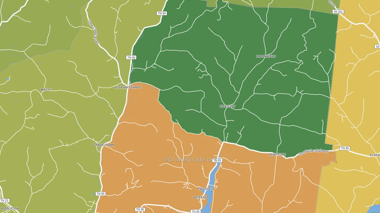 Pleasant Shade, TN Map of Drug-Related Crime Rates