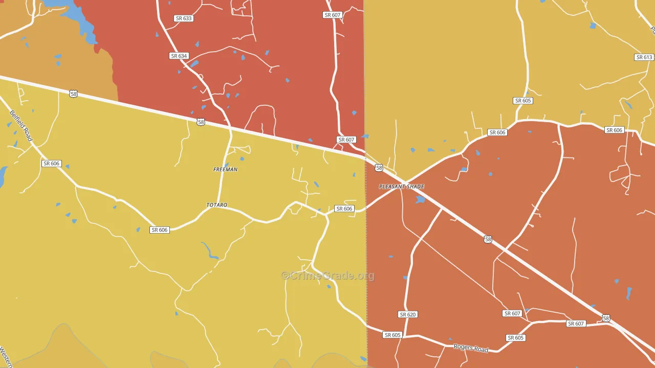 Pleasant Shade, VA Map of Drug-Related Crime Rates