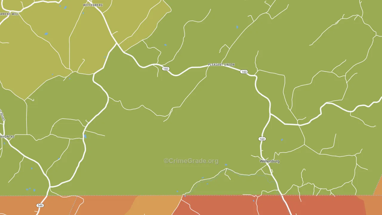 Pleasant Union, PA Map of Drug-Related Crime Rates