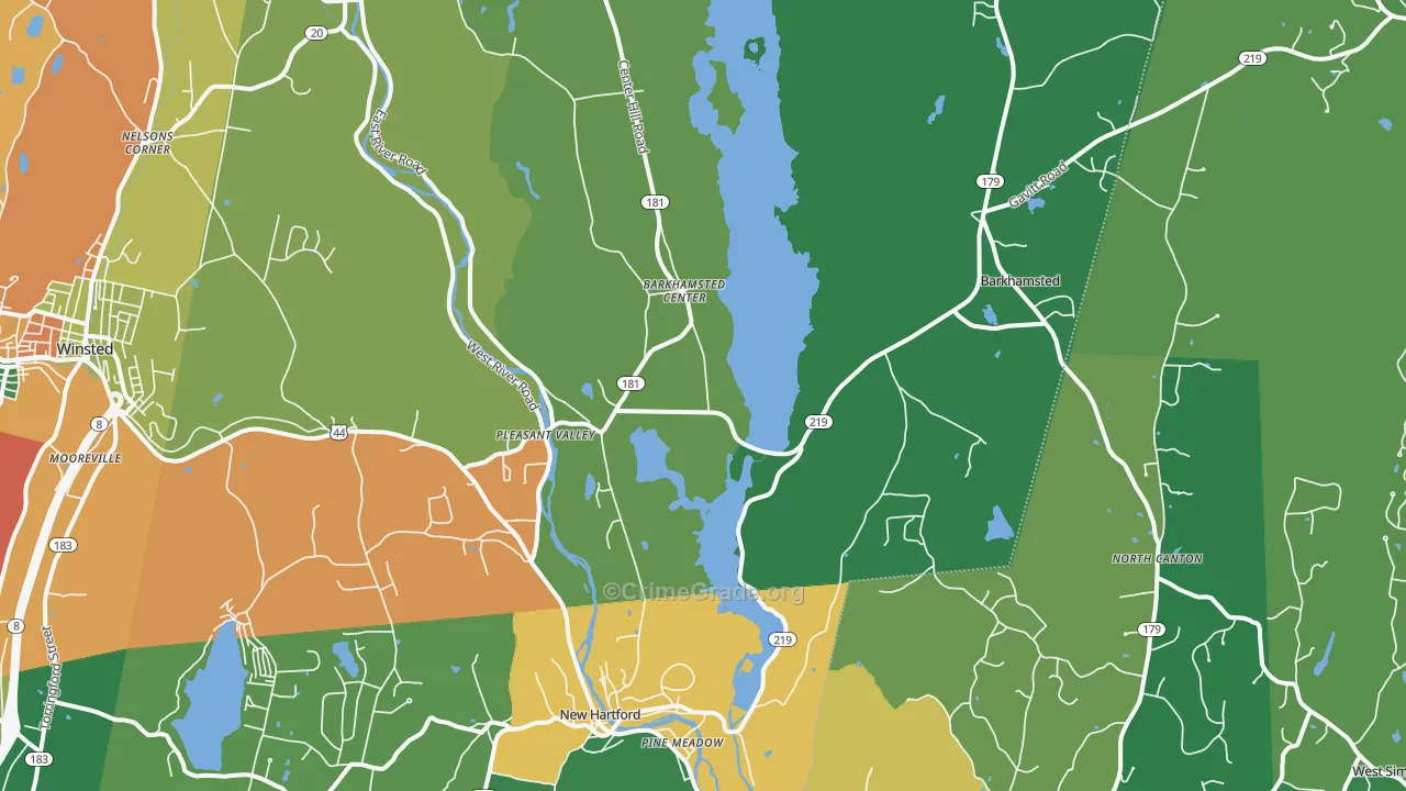 Pleasant Valley, CT Map of Drug-Related Crime Rates