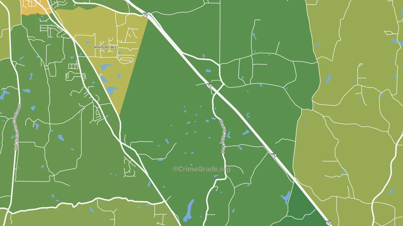 Pleasant Valley, GA Map of Drug-Related Crime Rates