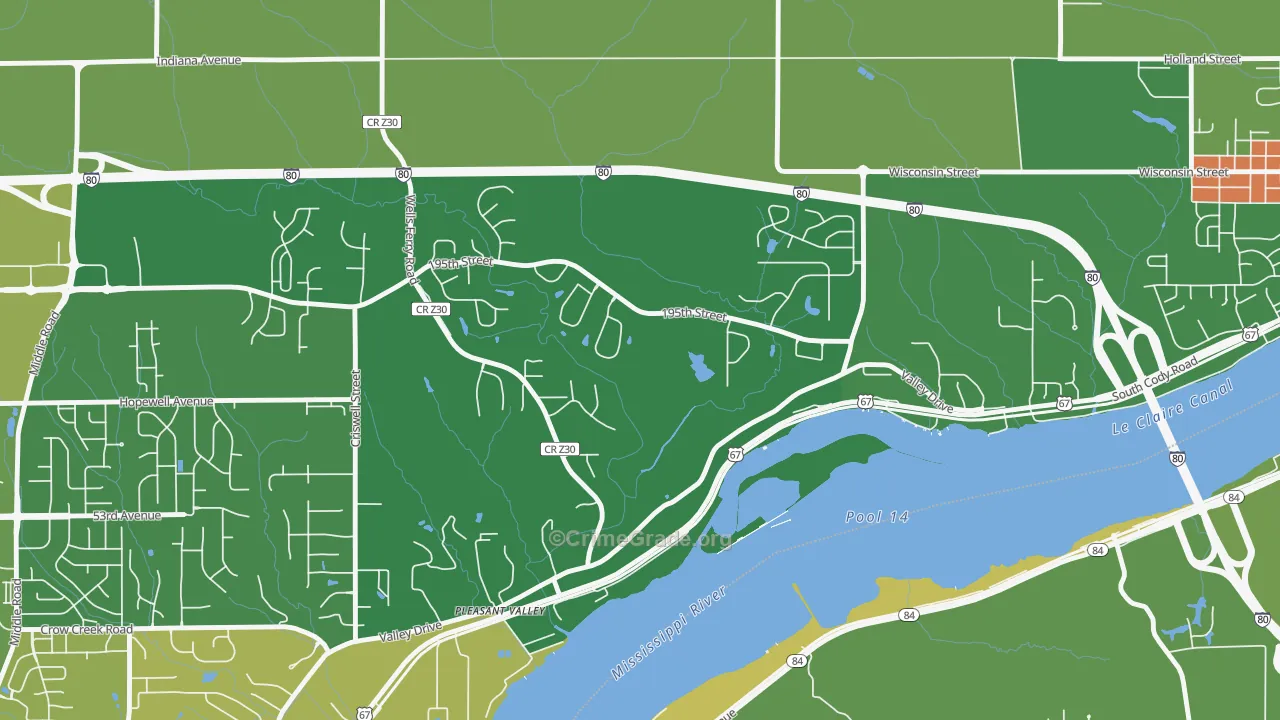 Pleasant Valley, IA Map of Drug-Related Crime Rates