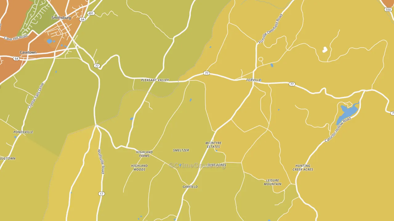 Pleasant Valley, MD Map of Drug-Related Crime Rates