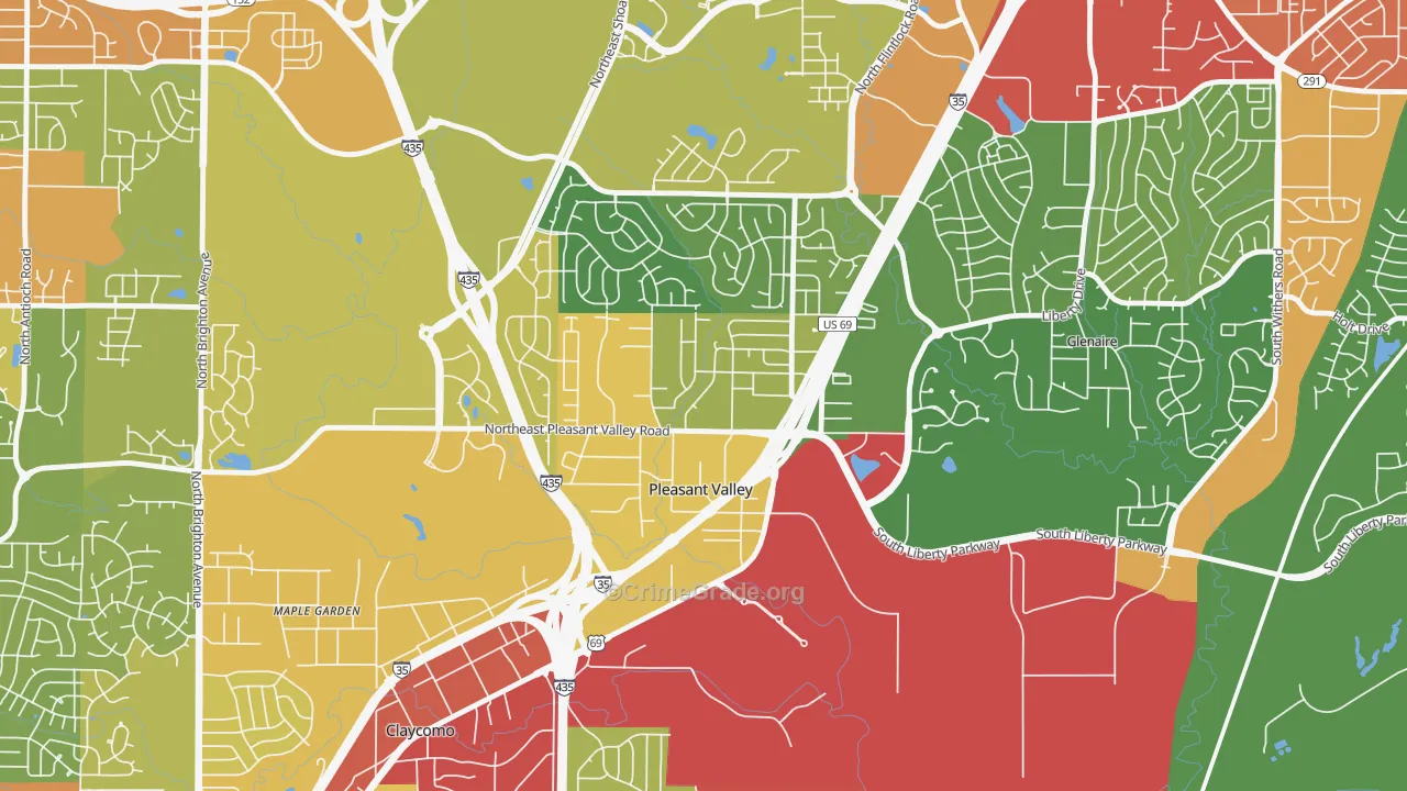 Pleasant Valley, MO Map of Drug-Related Crime Rates