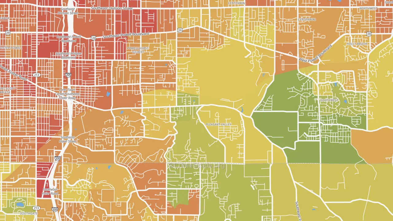 Pleasant Valley, Portland, OR Map of Drug-Related Crime Rates