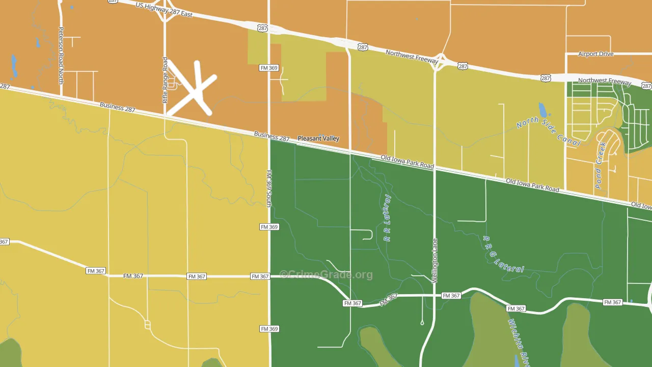 Pleasant Valley, TX Map of Drug-Related Crime Rates