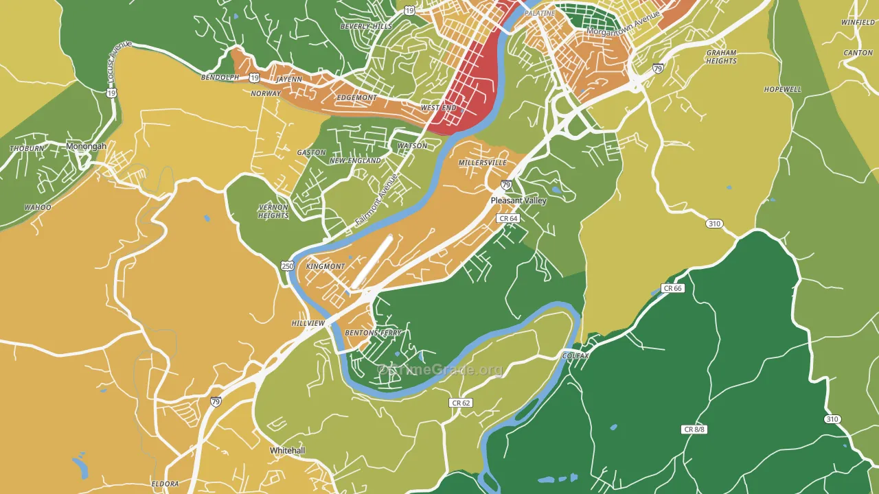 Pleasant Valley, WV Map of Drug-Related Crime Rates