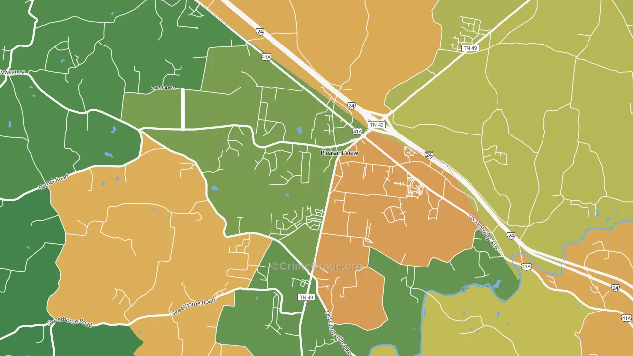 Pleasant View, TN Map of Drug-Related Crime Rates