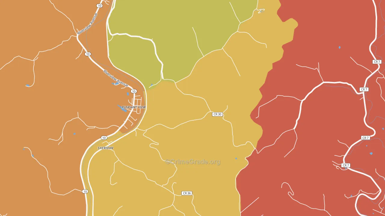 Pleasant View, WV Map of Drug-Related Crime Rates