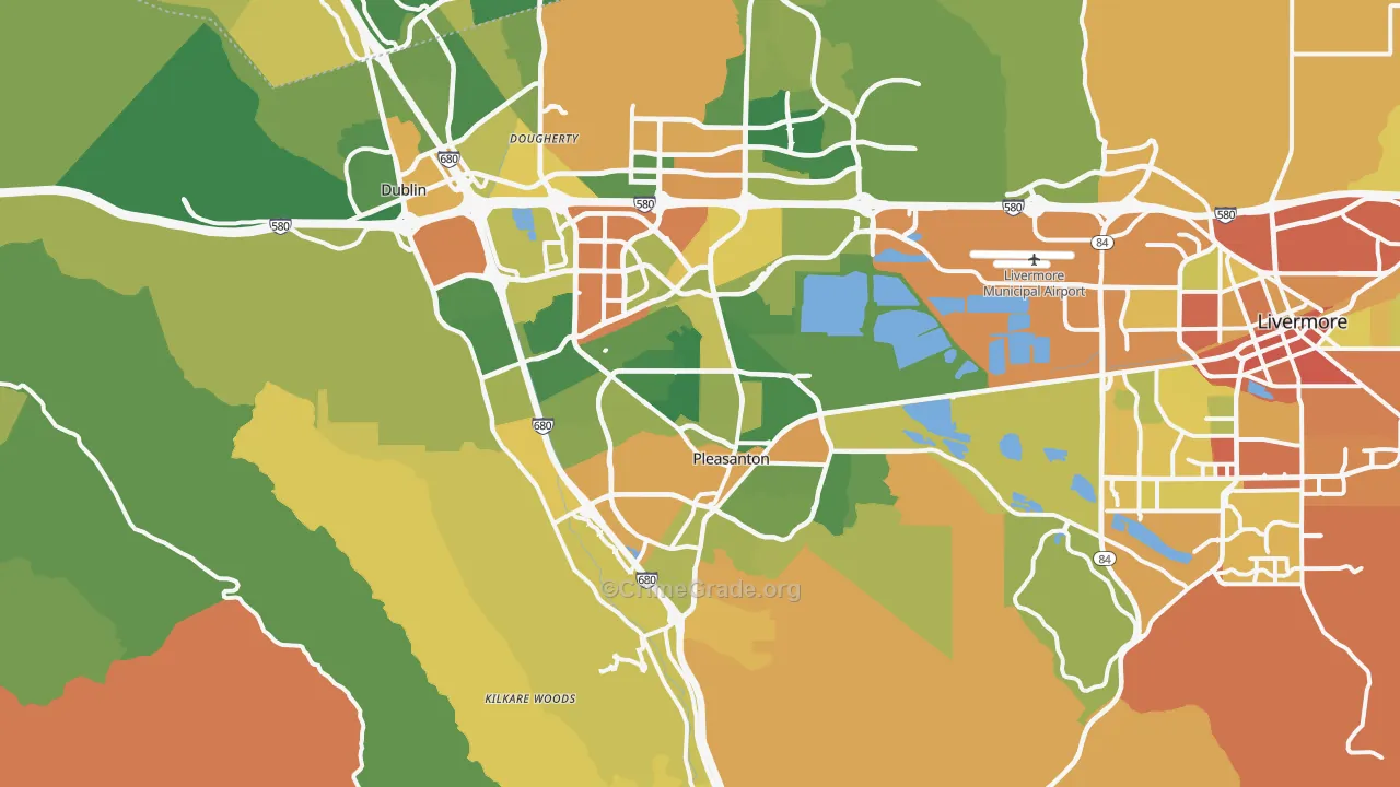 Pleasanton, CA Map of Drug-Related Crime Rates