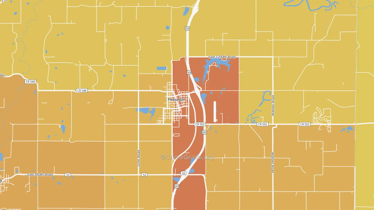 Pleasanton, KS Map of Drug-Related Crime Rates