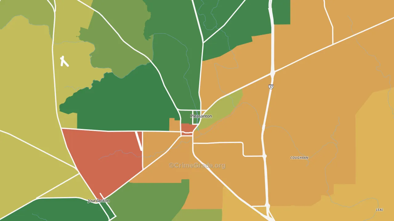 Pleasanton, TX Map of Drug-Related Crime Rates