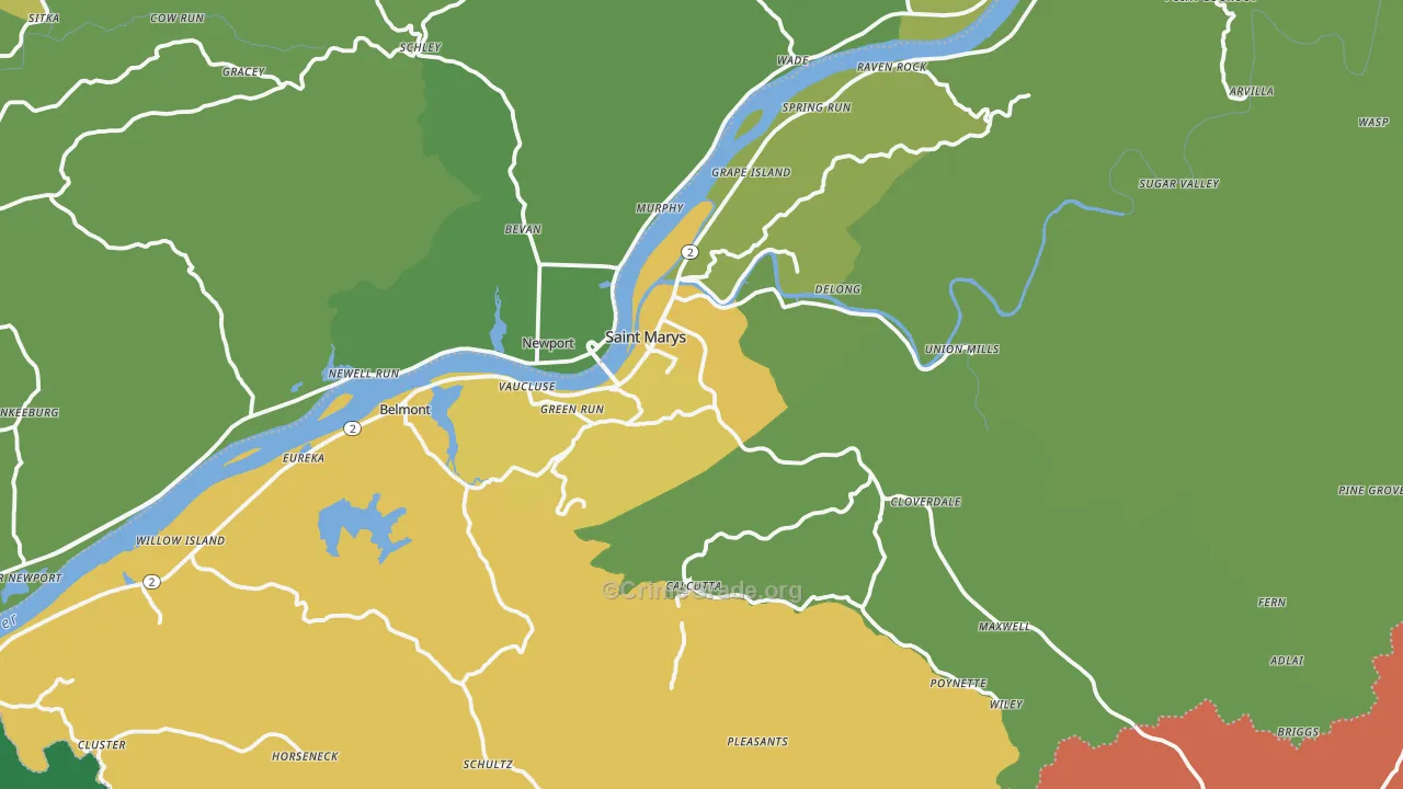 Pleasants County, WV Map of Drug-Related Crime Rates