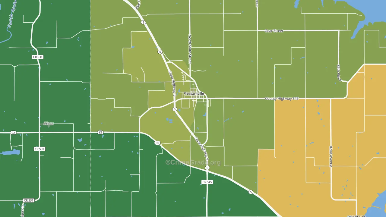 Pleasantville, IA Map of Drug-Related Crime Rates