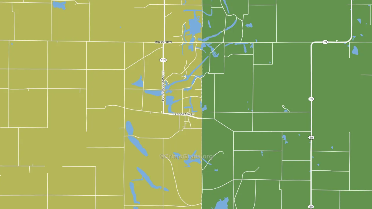 Pleasantville, IN Map of Drug-Related Crime Rates
