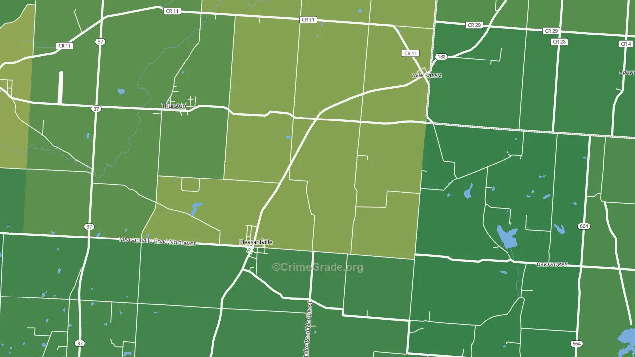 Pleasantville, OH Map of Drug-Related Crime Rates
