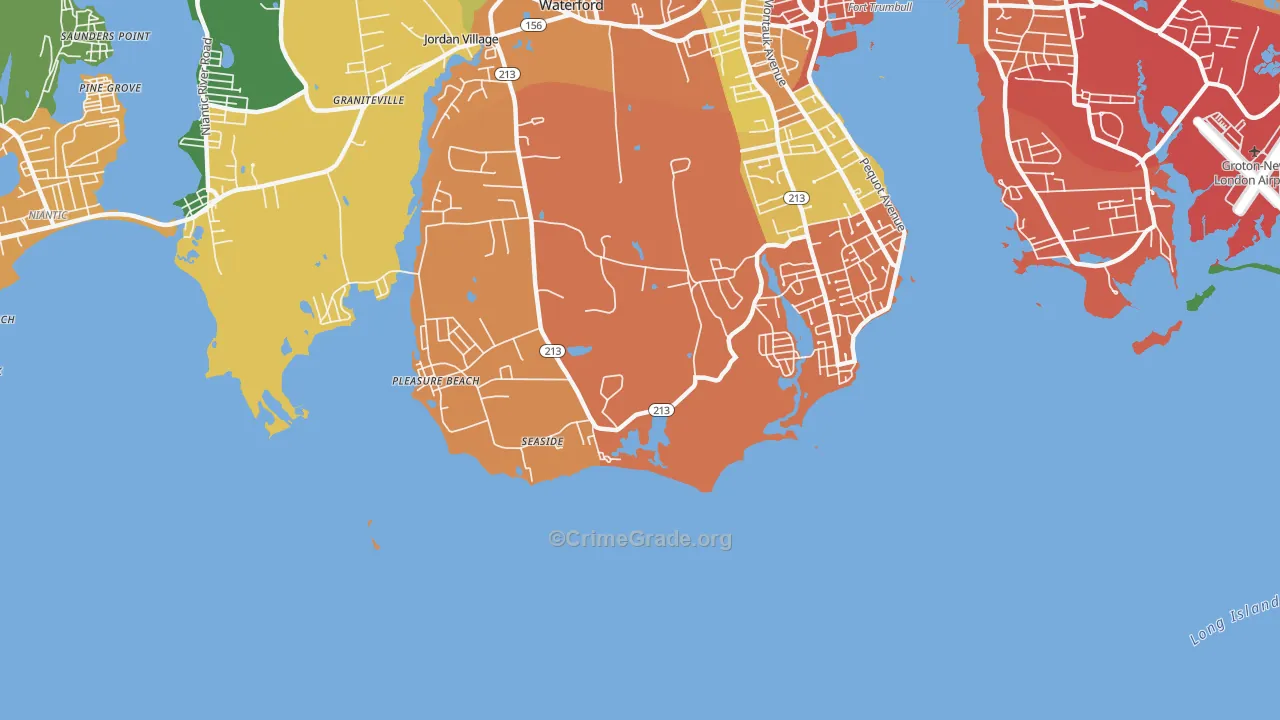Pleasure Beach, CT Map of Drug-Related Crime Rates