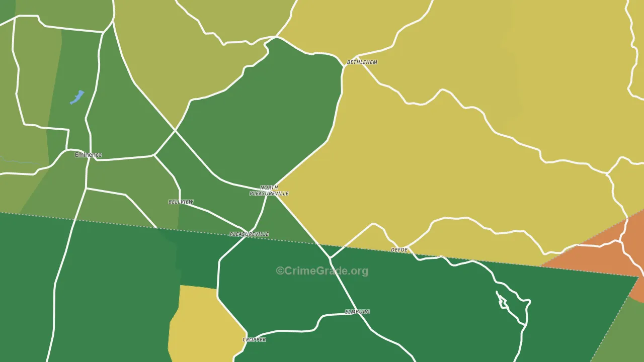 Pleasureville, KY Map of Drug-Related Crime Rates